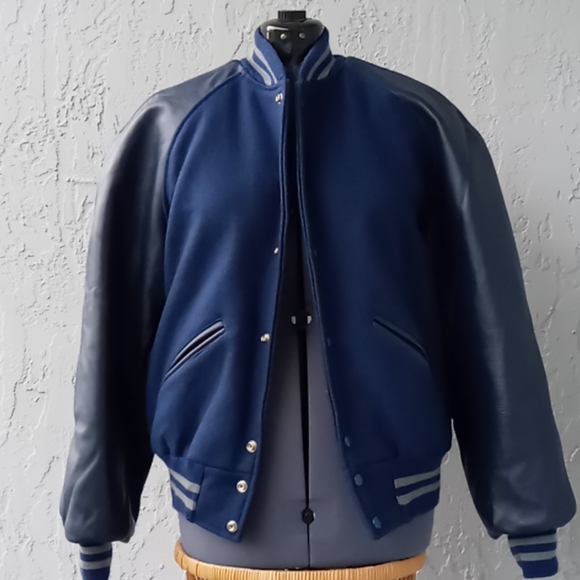 1980's Vintage Hatchers Mfg. Company Men's Leather/Wool Varsity Jacket